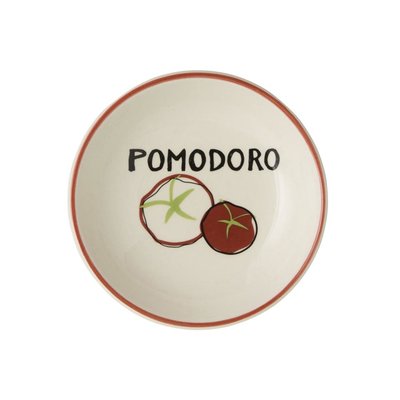 Cucina Italiana dipschaal Pomodoro - Wit / Rood - Keramiek - Ø 10 cm - Set van 2