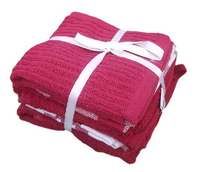 Keuken- & theedoekset ALEV - 1 vaatdoek, 2 thee- en 2 keukendoeken - Rood