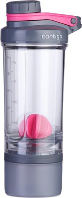 Contigo Shake & Go FIT + compartiment - Roze / Grijs - 650 ml - Kunststof