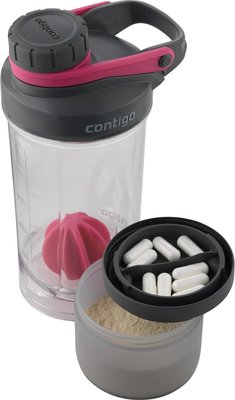 Contigo Shake & Go FIT + compartiment - Roze / Grijs - 650 ml - Kunststof