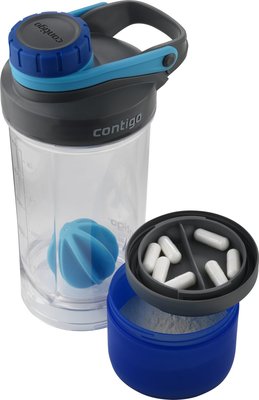 Contigo Shake & Go FIT + compartiment - Blauw / Grijs - 650 ml - Kunststof