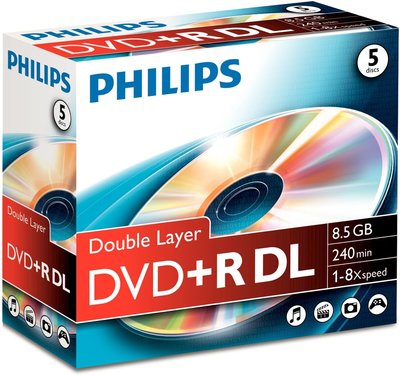 Philips DVD+R DL 8.5 GB - 5 stuks