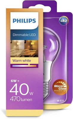 Philips Lamp 6W (40W) E27 - Warme gloed - WarmGlow - Dimbaar