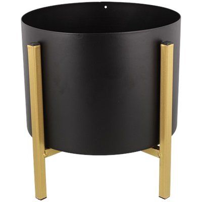 Bloempot op standaard MILES - Zwart / Goud - Metaal - Ø 20 x h 21 cm