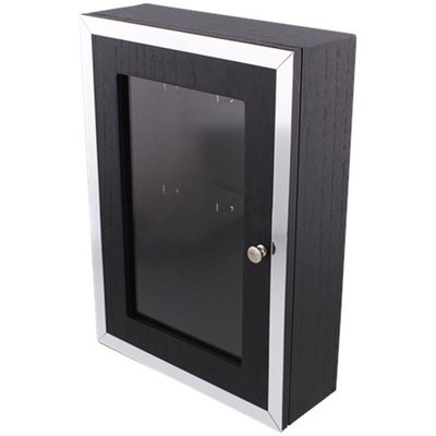 Sleutelkast ROCCO - Zwart / Zilver - Hout / Glas - 20 x 8.5 x 28 cm