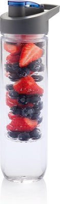Loooqs Waterfles met infuser - Blauw - Kunststof - Ø 7.2 x h 27.5 cm - 0.8 l