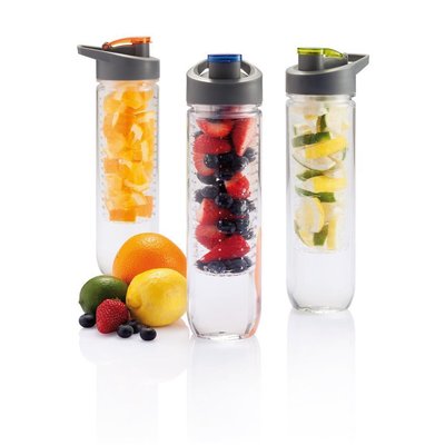 Loooqs Waterfles met infuser - Blauw - Kunststof - Ø 7.2 x h 27.5 cm - 0.8 l