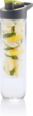Loooqs Waterfles met infuser - Groen - Kunststof - Ø 7.2 x h 27.5 cm - 0.8 l