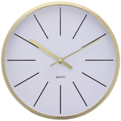 Klok LIESBETH - Goud / Wit - Ø 26.5 cm - Kunststof - Rond