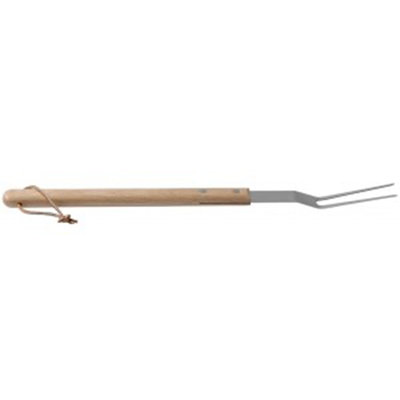 BBQ Vork met houten greep - Bruin / Zilver - Hout / RVS - 37 cm
