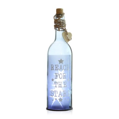 Led Decoratie Fles met Tekst Laetitia - Blauw - Glas - 29,5 cm