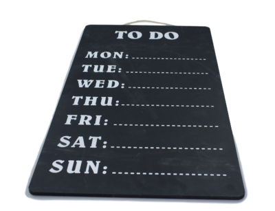 Wandkrijtbord Danny - Weekplanner Todo - Lang - Zwart/Wit - 60x30cm