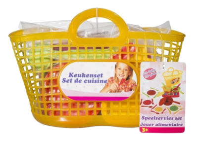 Keukenset in boodschappenmandje - Speelservies set - 25 delig