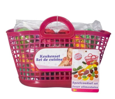 Keukenset in boodschappenmandje - Speelfruit set - 28 delig