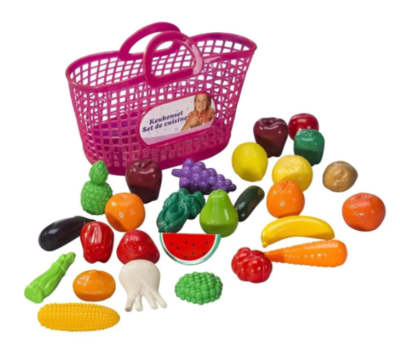 Keukenset in boodschappenmandje - Speelfruit set - 28 delig