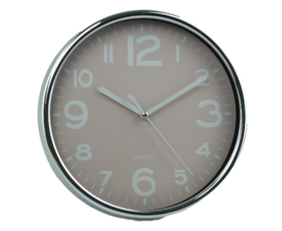 Klok - Rond - Ø19.5 cm - Zilver/Roze - Kunststof