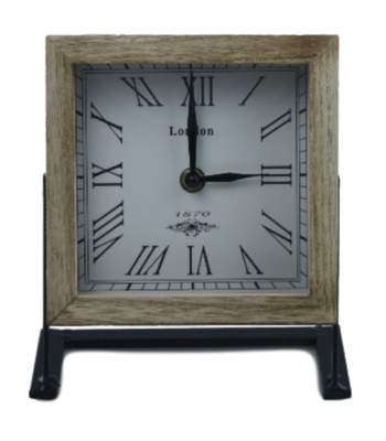 Klok - Staand - Hout/metaal - 19x17cm