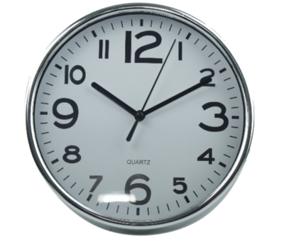 Klok - Rond - Ø19.5 cm - Zilver/Wit - Kunststof