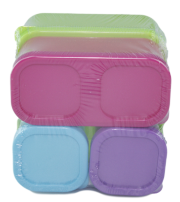 Set van 4 vershoudbakjes - Groen/Blauw/Paars/Roze - Plastic