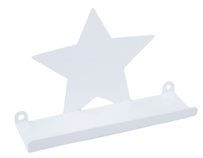 Wandplank met Ster - Wit - Metaal - 20x12,5cm