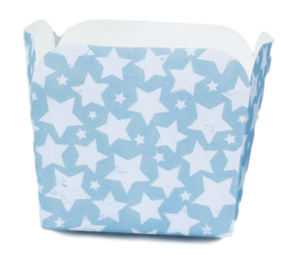 Kartonnen party snack bakjes met Ster - Set van 5 - Blauw/Grijs