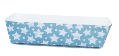 Kartonnen party snack bakjes met Ster - Groot - Set van 5 - Blauw/Grijs