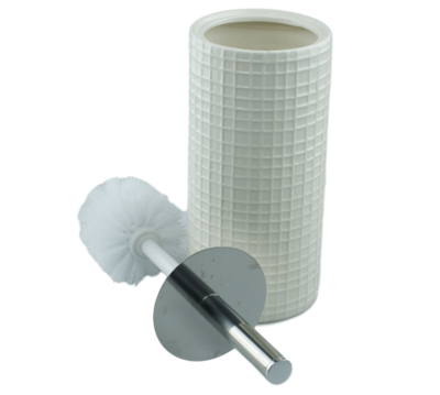 WC borstel JUSTIN - Keramiek - Wit - Blokjes Motief