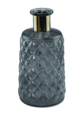 Vaas met gouden rand WELMOED - Blauw - Glas - 24x12cm