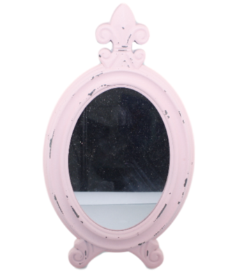 Spiegel TANJA - Barok - tafel / make-up spiegel - Roze - 17x2x30cm