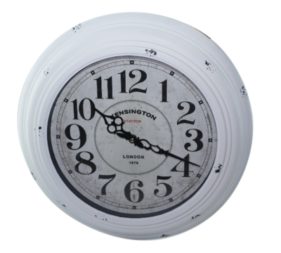 Klok Kensington - Wit - Metaal - Ø43cm