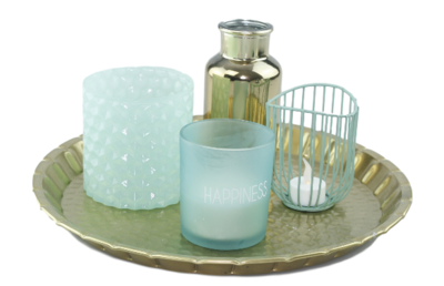 Kaars in glas Happiness - Ø8.5x10cm