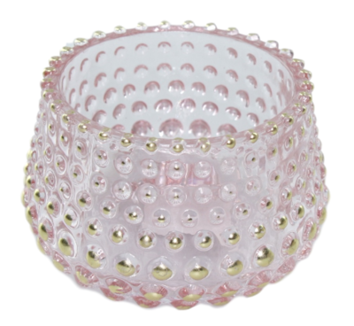 Theelichthouder Charlotte - Roze/Goud - Glas - Ø7.5x5cm