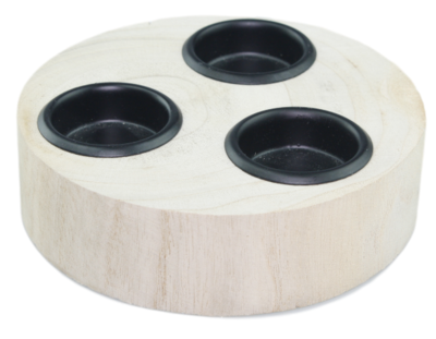 Theelichthouder voor 3 theelichtjes Martina - Hout - Rond - Ø14.5x4cm