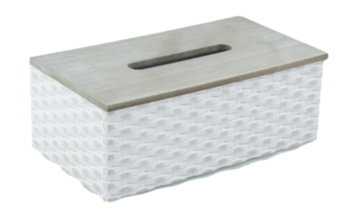 Tissuebox / Tissuehouder Lindsay - Wit - Hout - 25x14x9,5cm