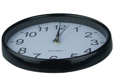 Klok - Zwart/Wit - Ø25 cm - Rond - Wandklok