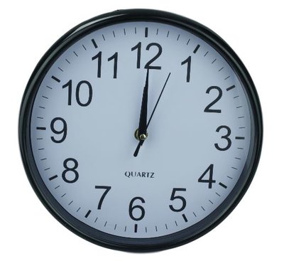 Klok - Zwart/Wit - Ø25 cm - Rond - Wandklok