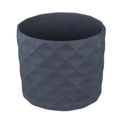 Bloempot met driehoek motief - Zwart - Ø13,5 x H11.5cm