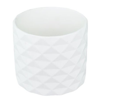 Bloempot met driehoek motief - Wit - Ø13,5 x H11.5cm