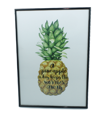Schilderij met tekst - Pineapple - Zwarte lijst - 42x30cm