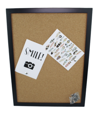 Prikbord en punaises met zwarte omlijsting Jenny - 43x33x2 cm