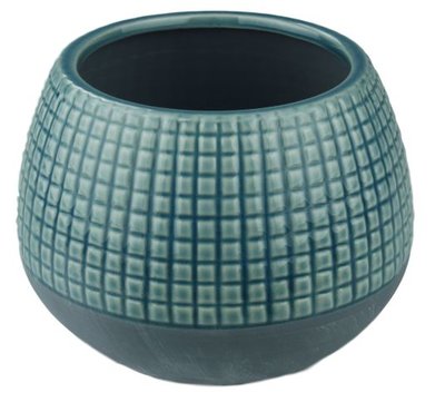 Bloempot met tegeltjes - Beton - Blauw - Ø15 x H12,5 cm