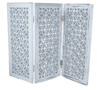 Raamscherm met plusjes DEVI - Wit - Hout - L60 x H45xcm