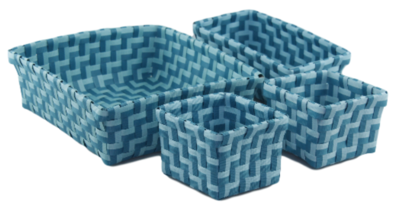 Gevlochten opbergmandjes SONNY - set van 4 - Blauw - mandjes - opbergbakjes