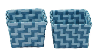 Gevlochten opbergmandjes SONNY - set van 4 - Blauw - mandjes - opbergbakjes
