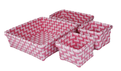 Gevlochten opbergmandjes SONNY - set van 4 - Roze - mandjes - opbergbakjes