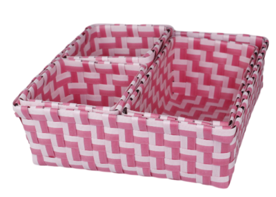 Gevlochten opbergmandjes SONNY - set van 4 - Roze - mandjes - opbergbakjes