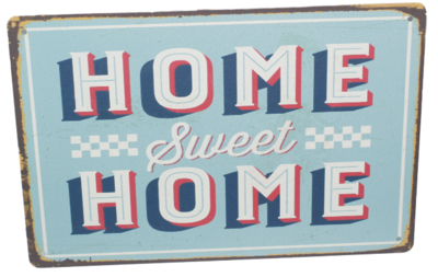 Metal Slogan - Spreukenbord - Tekst Bord - HOME SWEET HOME - 30x20 cm