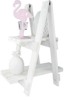 Deco trapje WIETSKE - Wit - Hout - 39x25x50cm