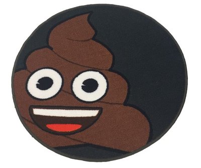 Emoji Poo Vloerkleed - Emoticon - Bruin / Zwart - Drol - Rond -Ø 80 cm