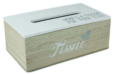 Tissuebox / Tissuehouder JOUKE - Bruin/Wit - Hout - 25x14x9.5cm